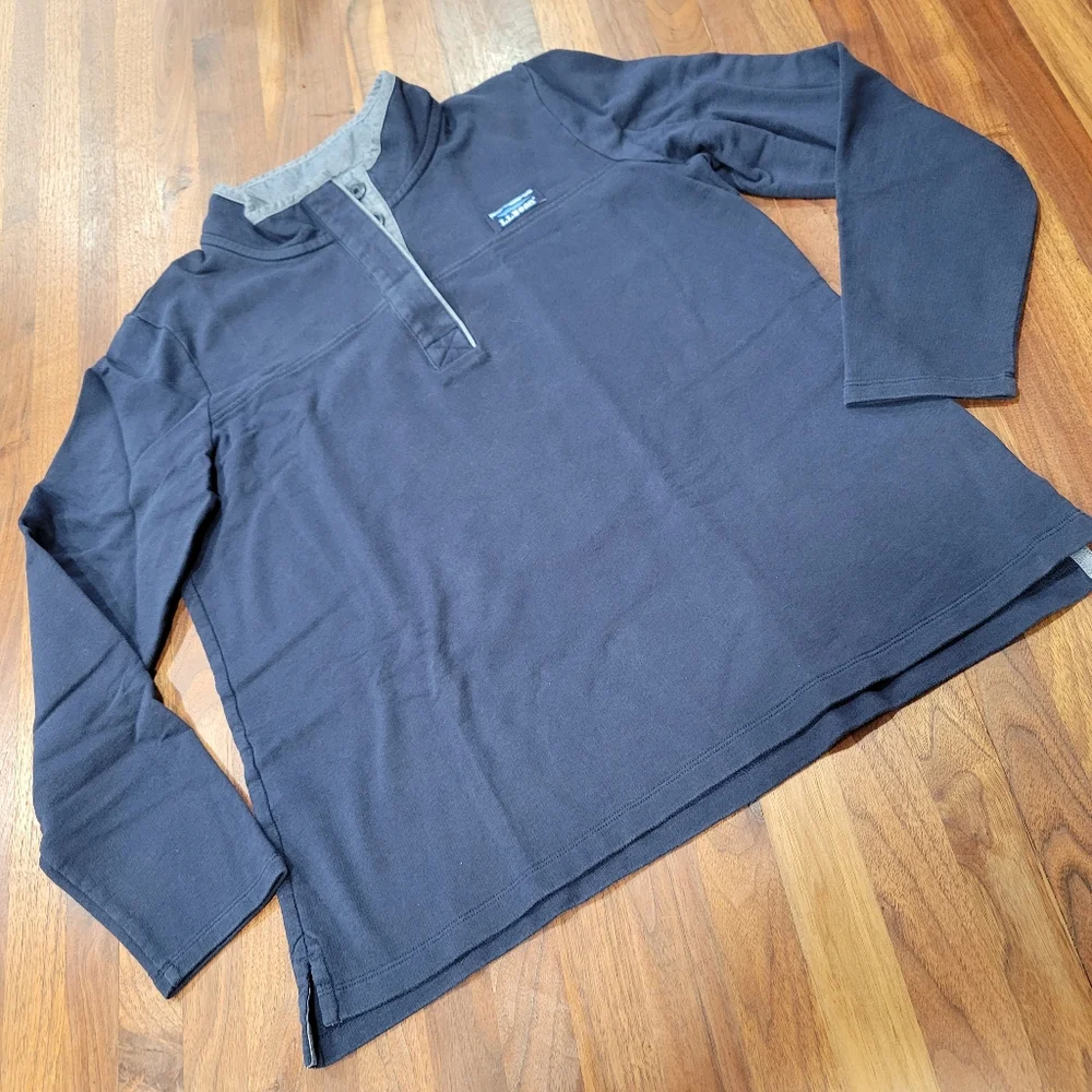L.L. Bean Henley Classic Rugby Syle Hidden Button Placket Size Large - Picture 1 of 8